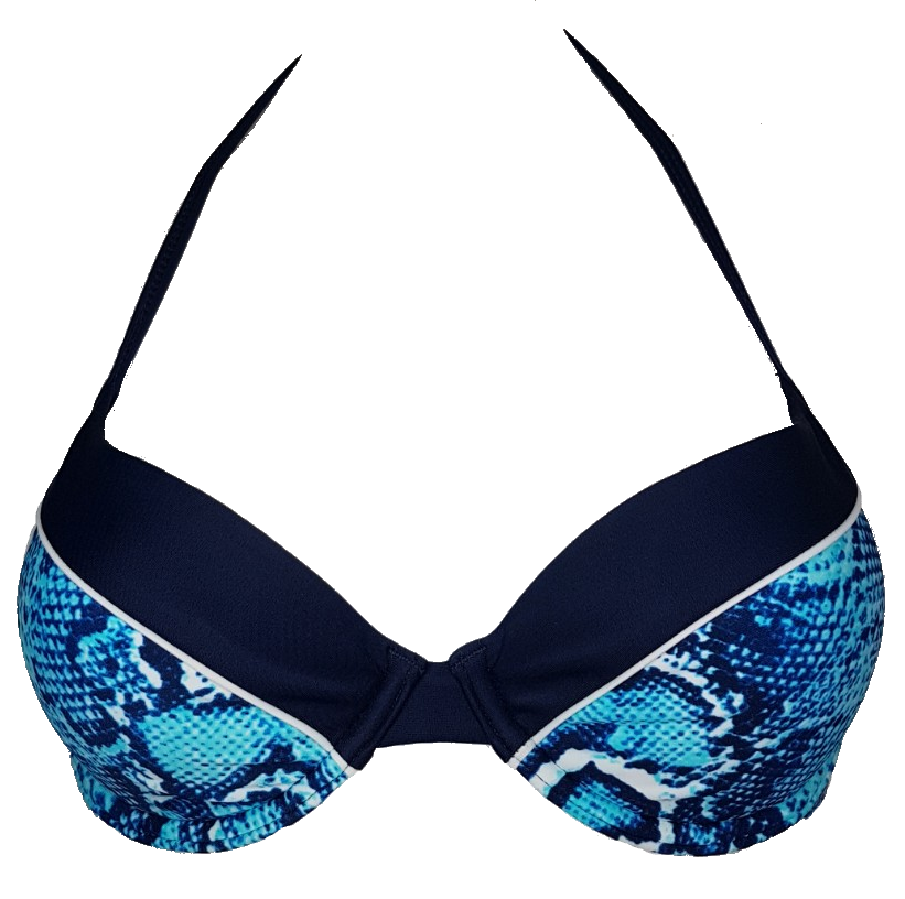 Blue snake push-up bikini bra, bikini animal print,push-up removable pads, two pieces swimsuit padded, bikini rembourre, bañador acolchado con estampado de serpiente