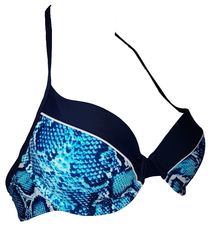 Blue snake push-up bikini bra, bikini animal print,push-up removable pads, two pieces swimsuit padded, bikini rembourre, bañador acolchado con estampado de serpiente