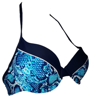 Blue snake push-up bikini bra, bikini animal print,push-up removable pads, two pieces swimsuit padded, bikini rembourre, bañador acolchado con estampado de serpiente
