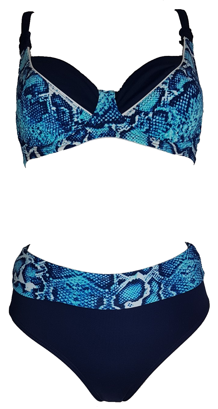 two pieces bikini suit animal blue snake printed high waisted, bikini blue snake,bikini con estampado de serpiente azul,animal print 