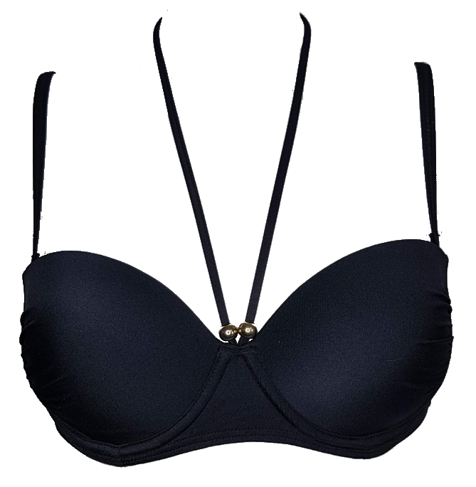 bikinn-black strapless bandeau bikini push-up bra black, traje de baño bandeau acolchado