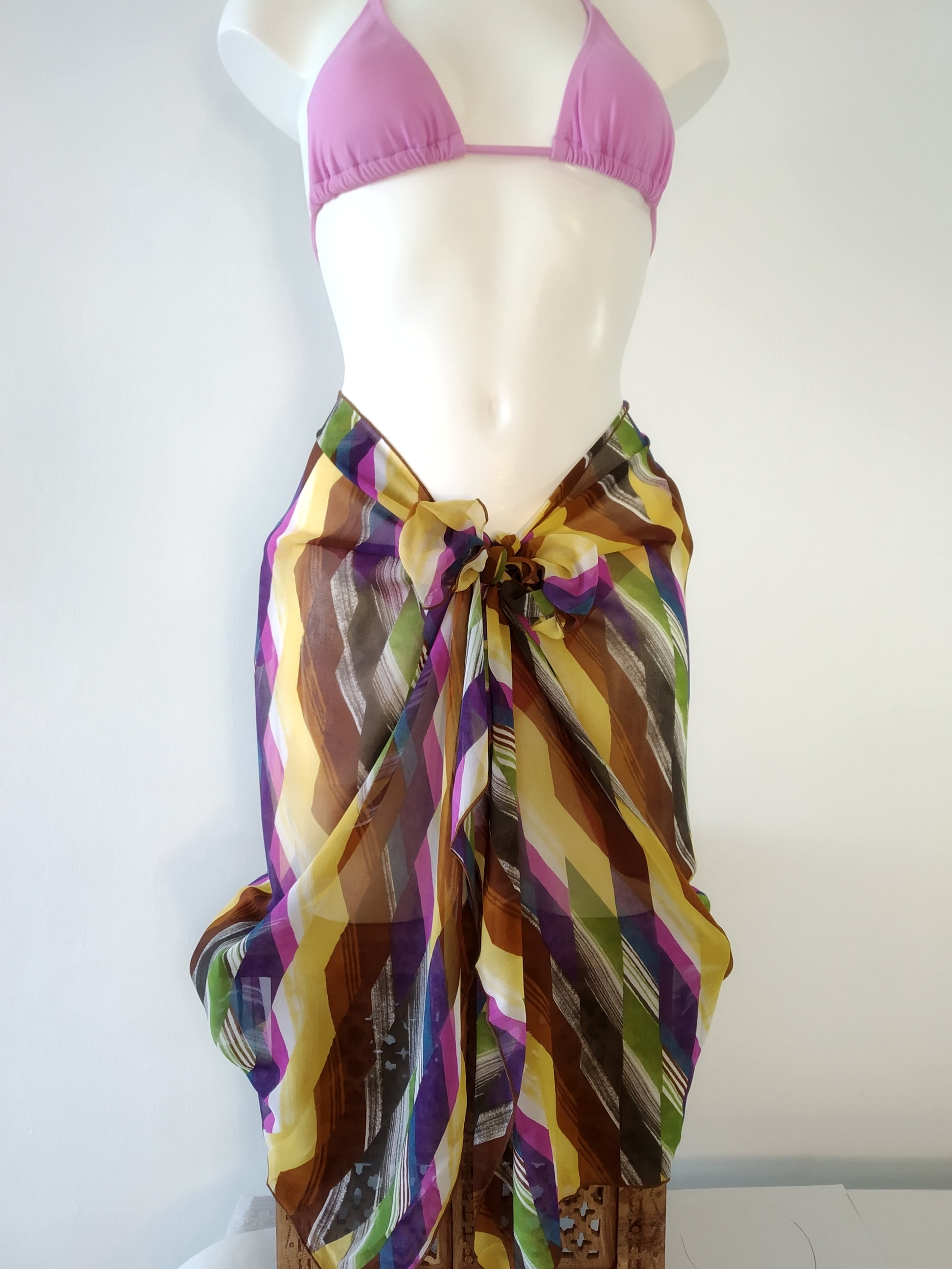 pareo skirt, multicolor pareo tie side, pareo chiffon, gideon oberzon,beach pareo sarong,wrap