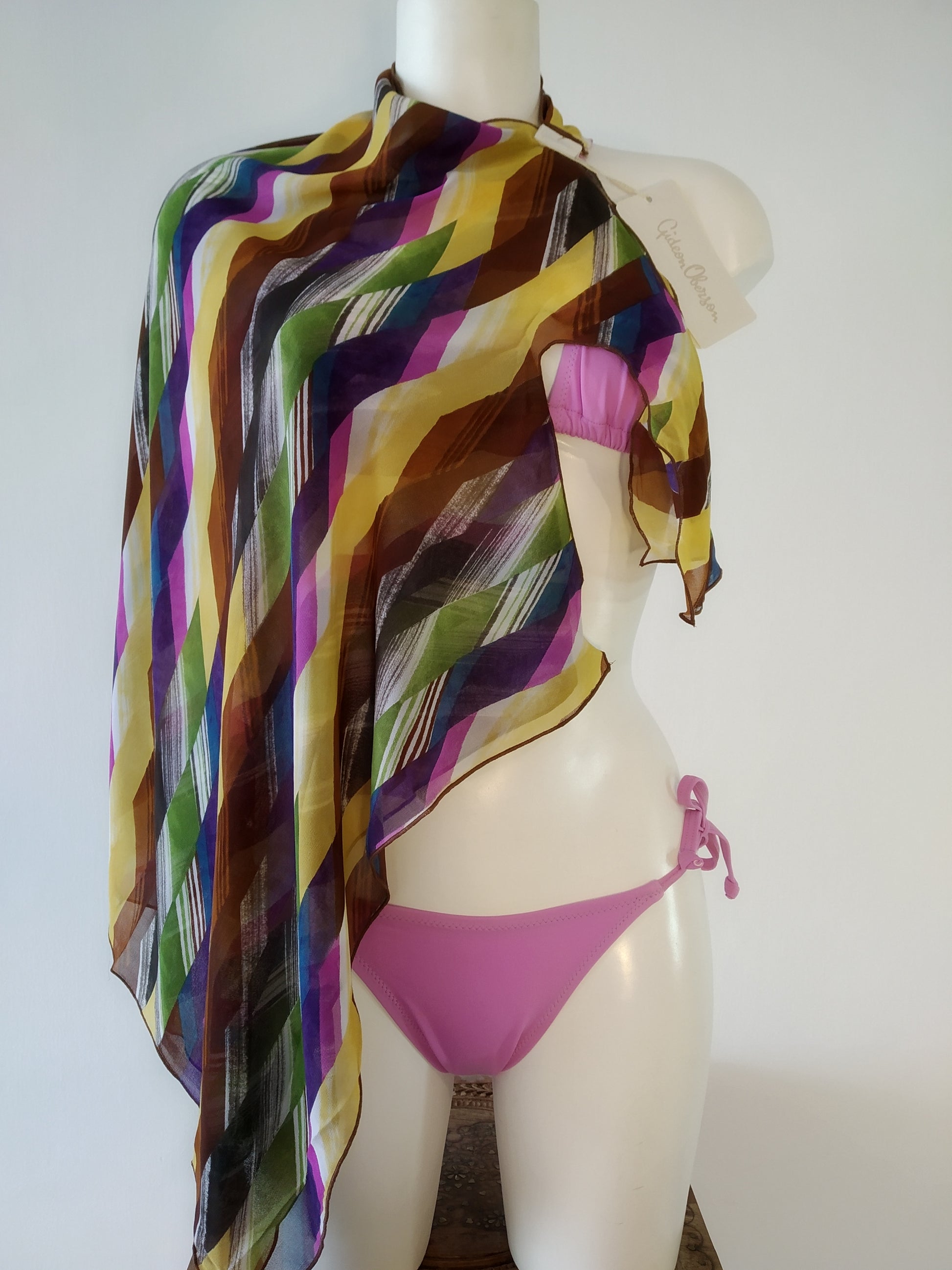 pareo skirt, multicolor pareo tie side, pareo chiffon, gideon oberzon,beach pareo sarong,wrap