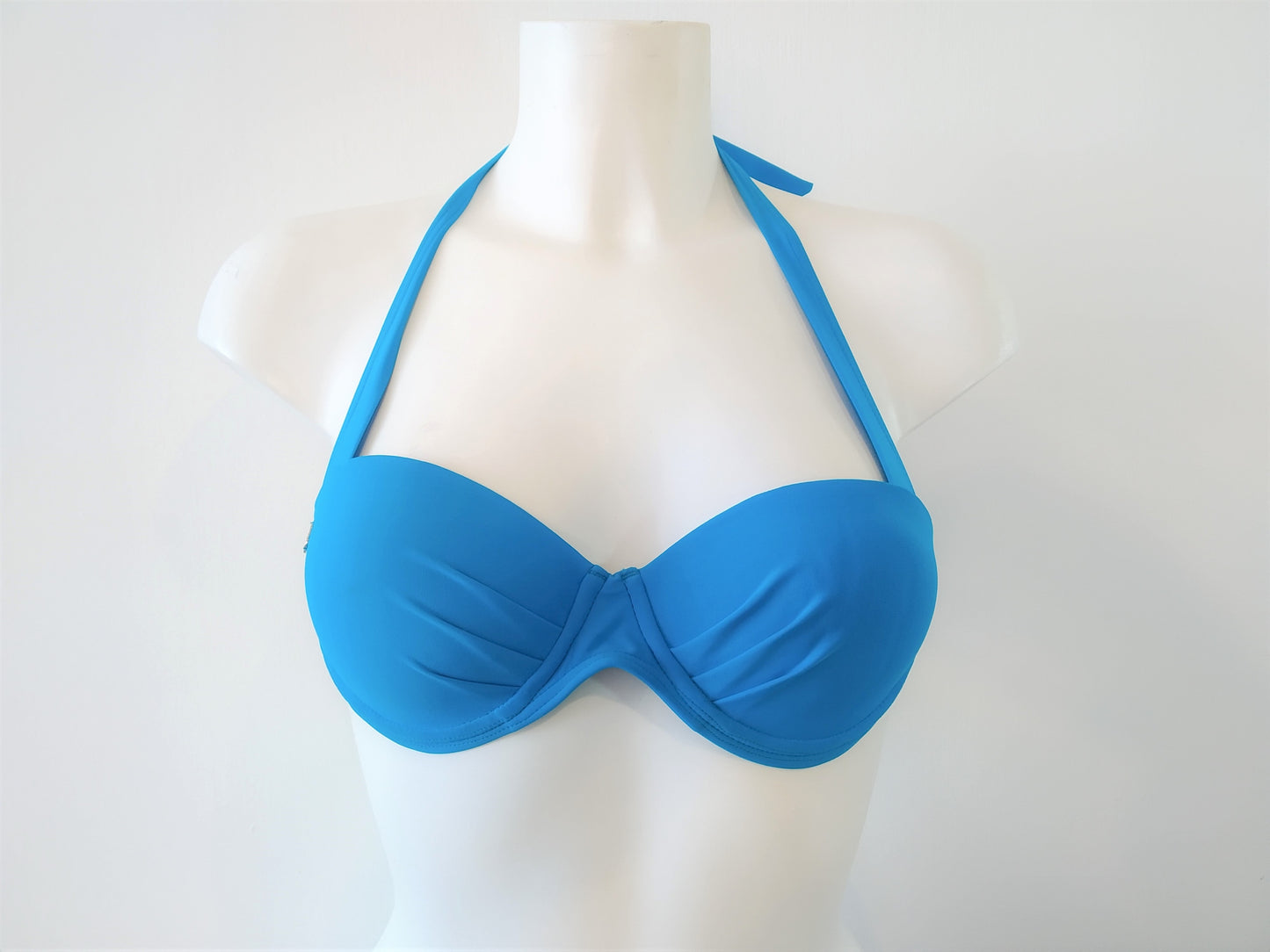 bikinn-bikini bleu rembourre,blue strapless bandeau bikini push-up bra blue, traje de baño bandeau acolchado