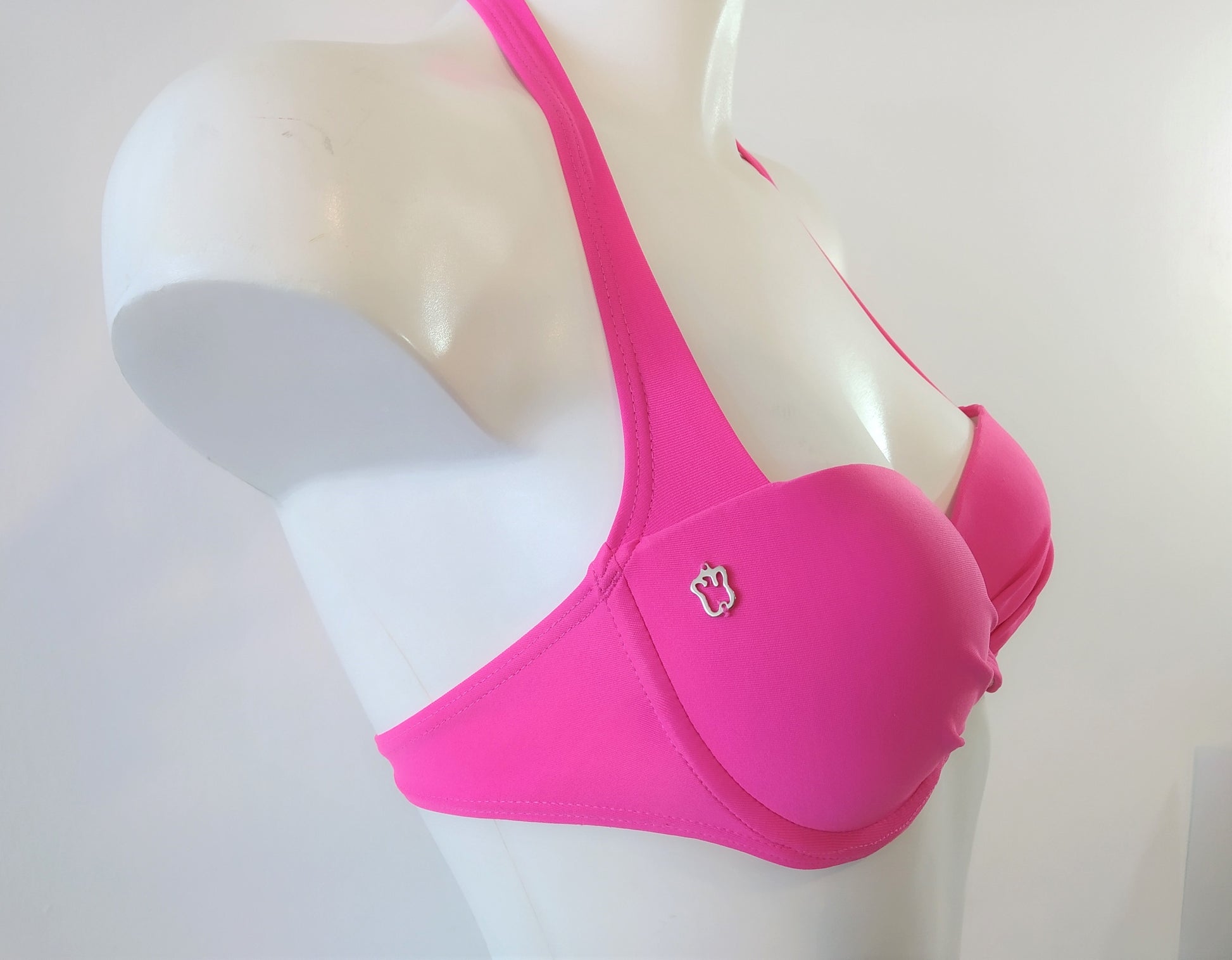 bikinn-bikini rose fushia rembourre,pink strapless bandeau bikini push-up bra hot pink, traje de baño bandeau acolchado