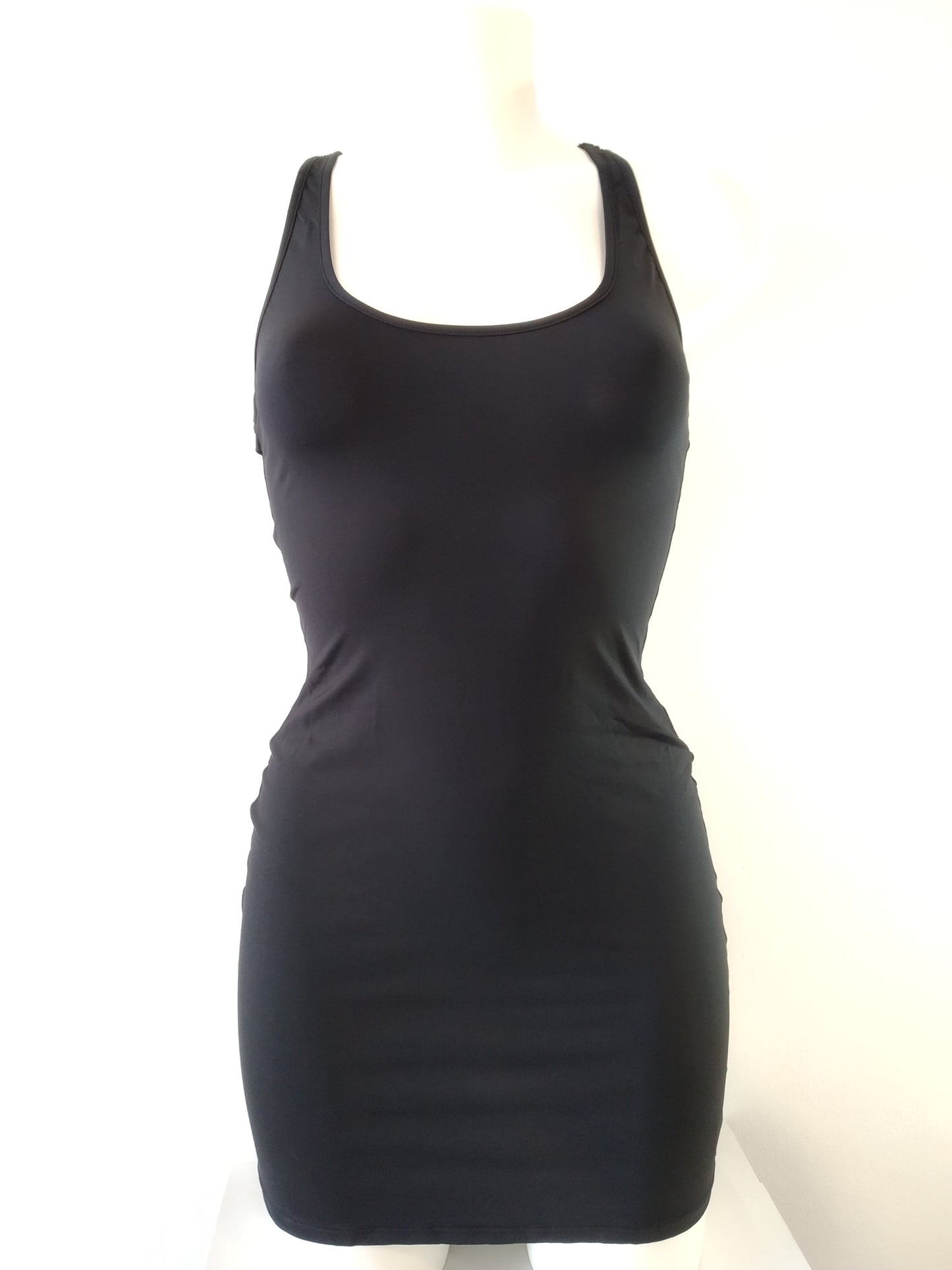 lycra tank dress slim cut, mini,tight on the body, 4 colors: hot pink, black, blue, orange. bikinn.com