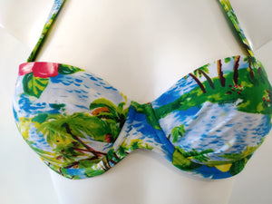 bikinn-printed strapless bandeau bikini push-up bra colorful, traje de baño bandeau acolchado colorido