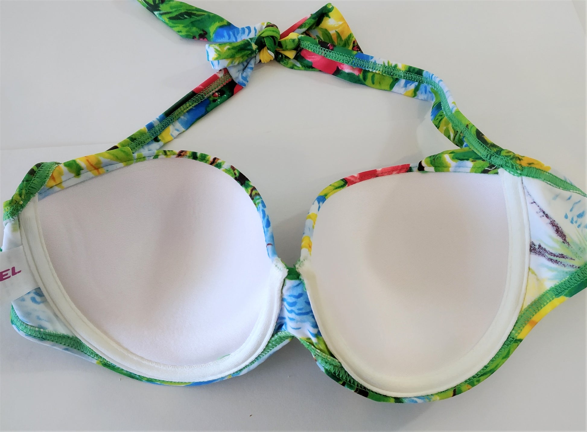 bikinn-printed strapless bandeau bikini push-up bra colorful, traje de baño bandeau acolchado colorido