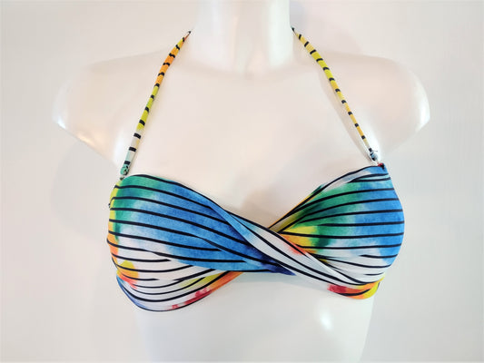 bikinn,Multi Stripes bandeau,traje de baño bandeau,bikini strapless top