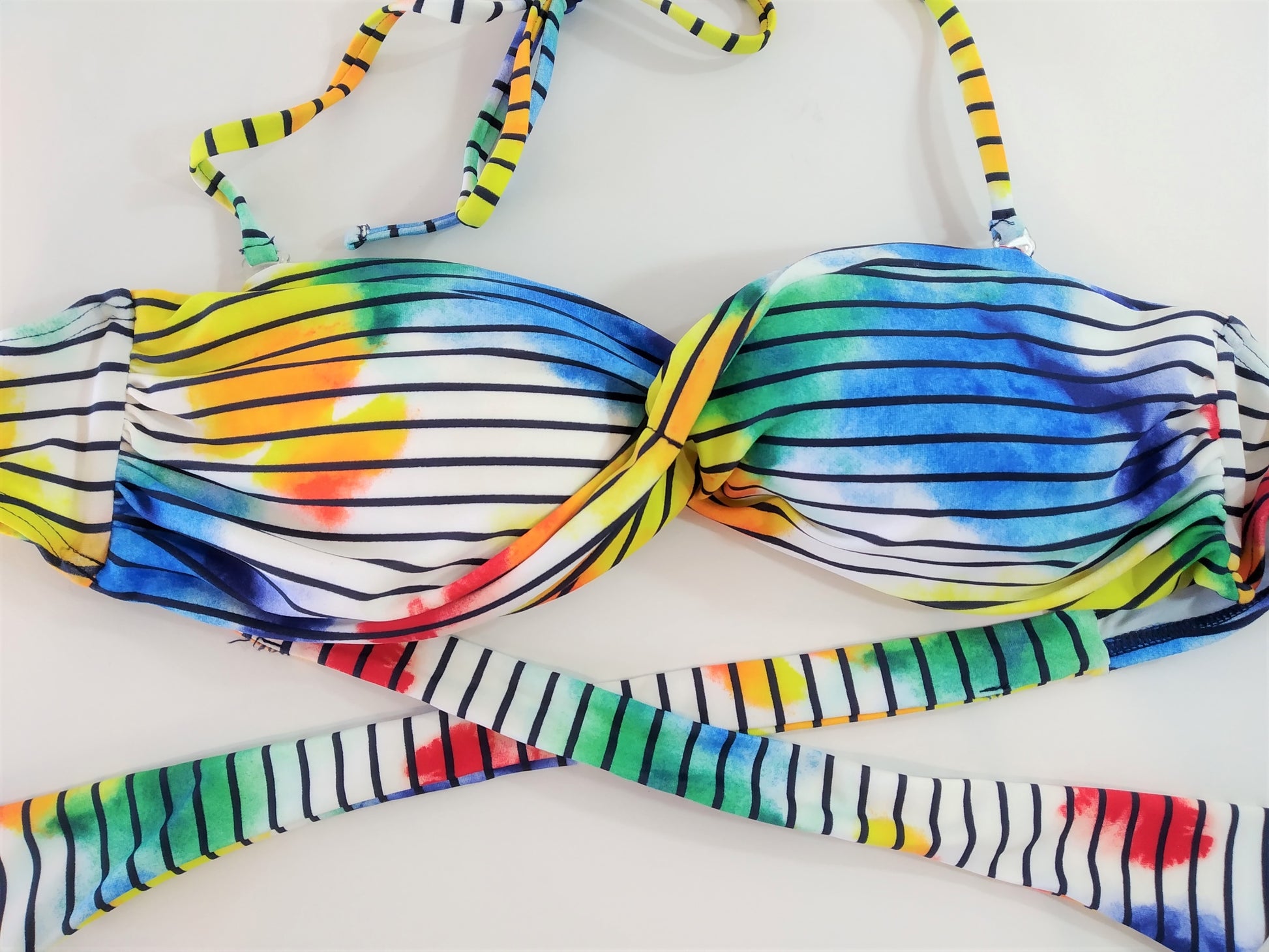 bikinn,Multi Stripes bandeau,traje de baño bandeau,bikini strapless top