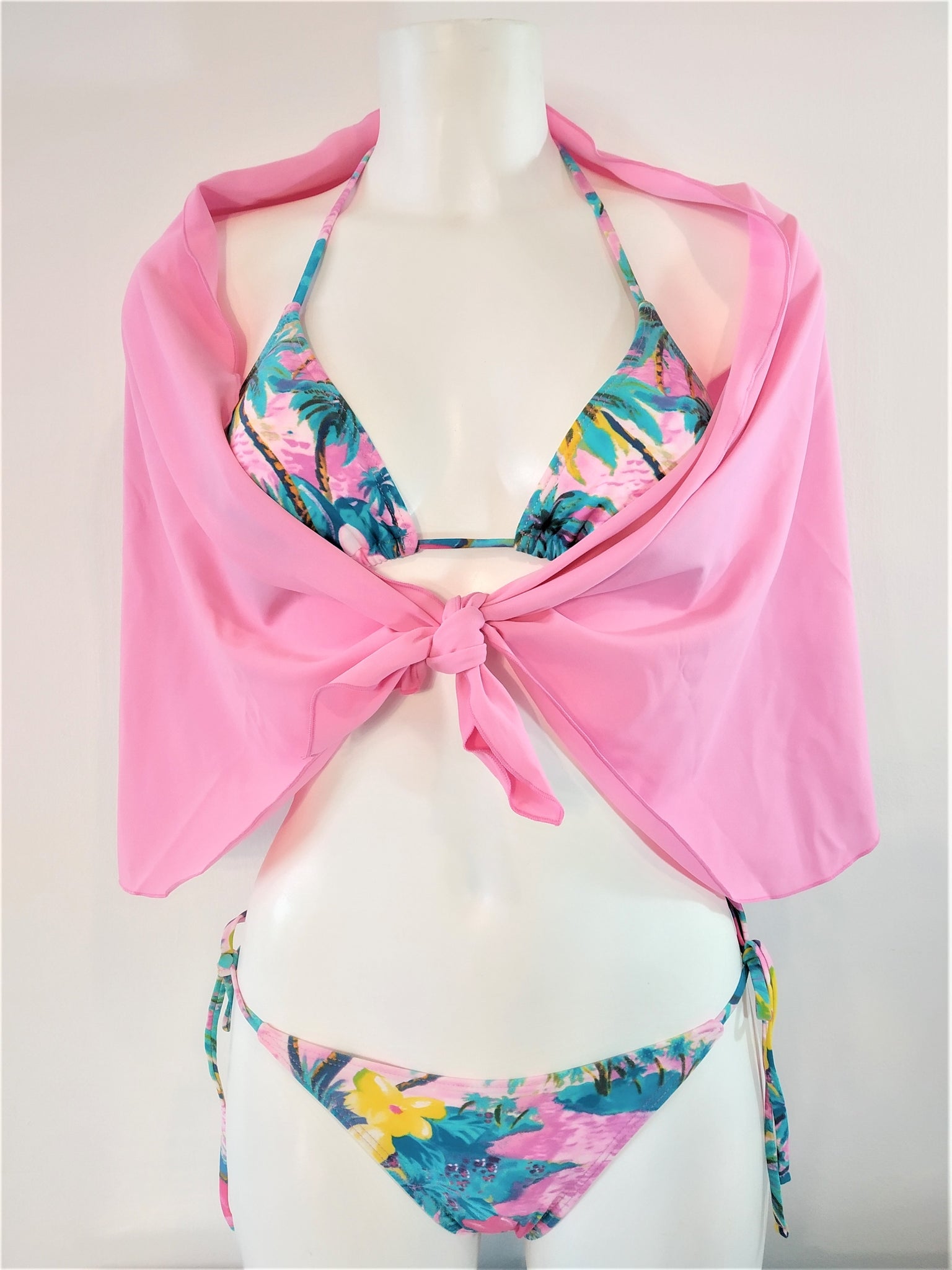 bikinn-triangular bikini bra triangle top swimsuit,maillot de bain triangle,traje de baño triangular, pink pareo lycra