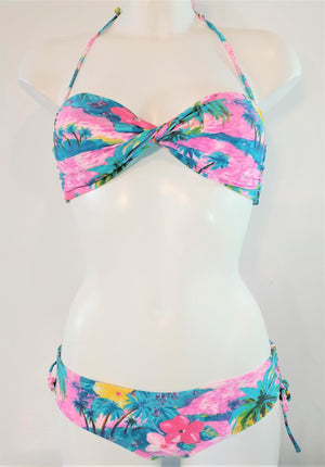 bikinn- swimsuit bandeau colorful two pieces strapless bikini, maillot de bain sans bretelles, traje de bano colorido bandeau