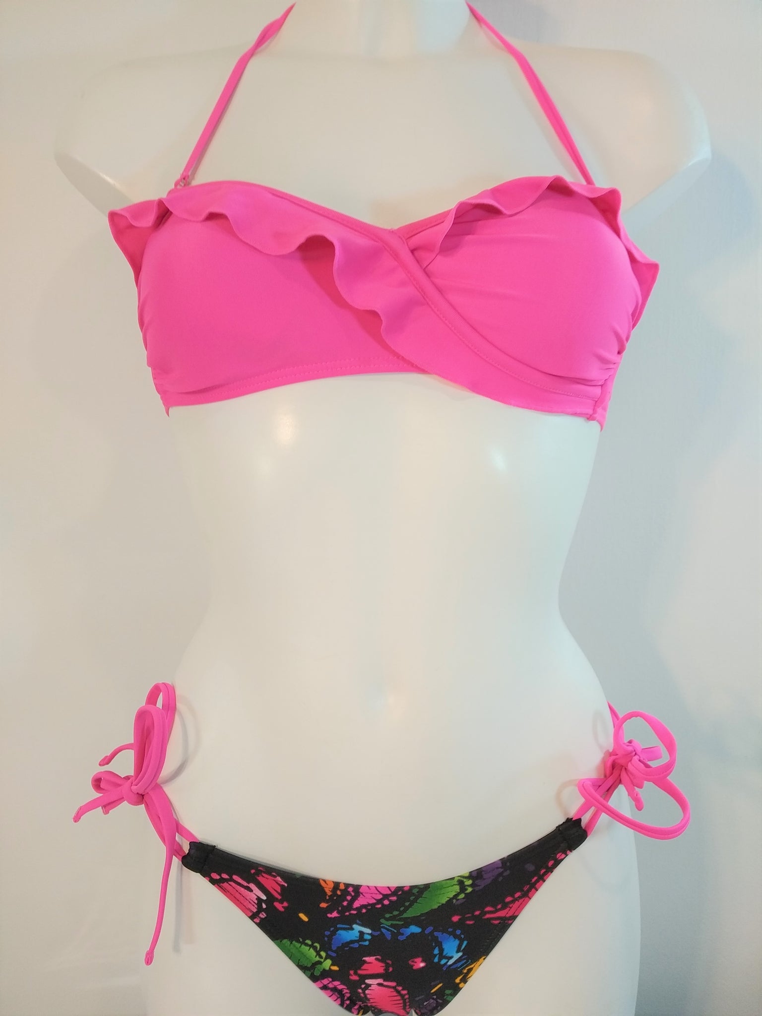 https://bikinn.com/pink sexy strapless bikini bra, bandeau,padded bandeau bra swimsuit,traje de baño bandeau rosa, bandeau bikini rose