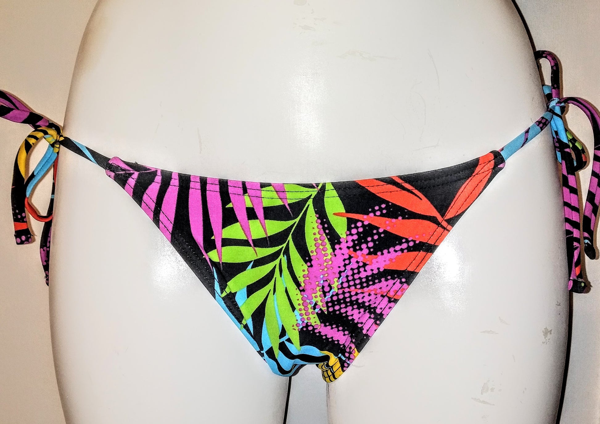 bikinn-low cut tie sides bikini bottom colorful, bas de maillot attaches sur cote multicolor, traje de baño bragas atadas a los lados