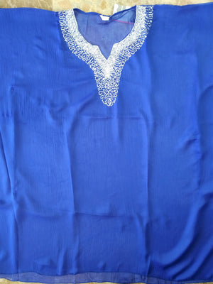 Blue beachdress Lightweight beach tunic in chiffon silk decorated sequins, tunique legere en voile decoree de paillettes. bikinn.com