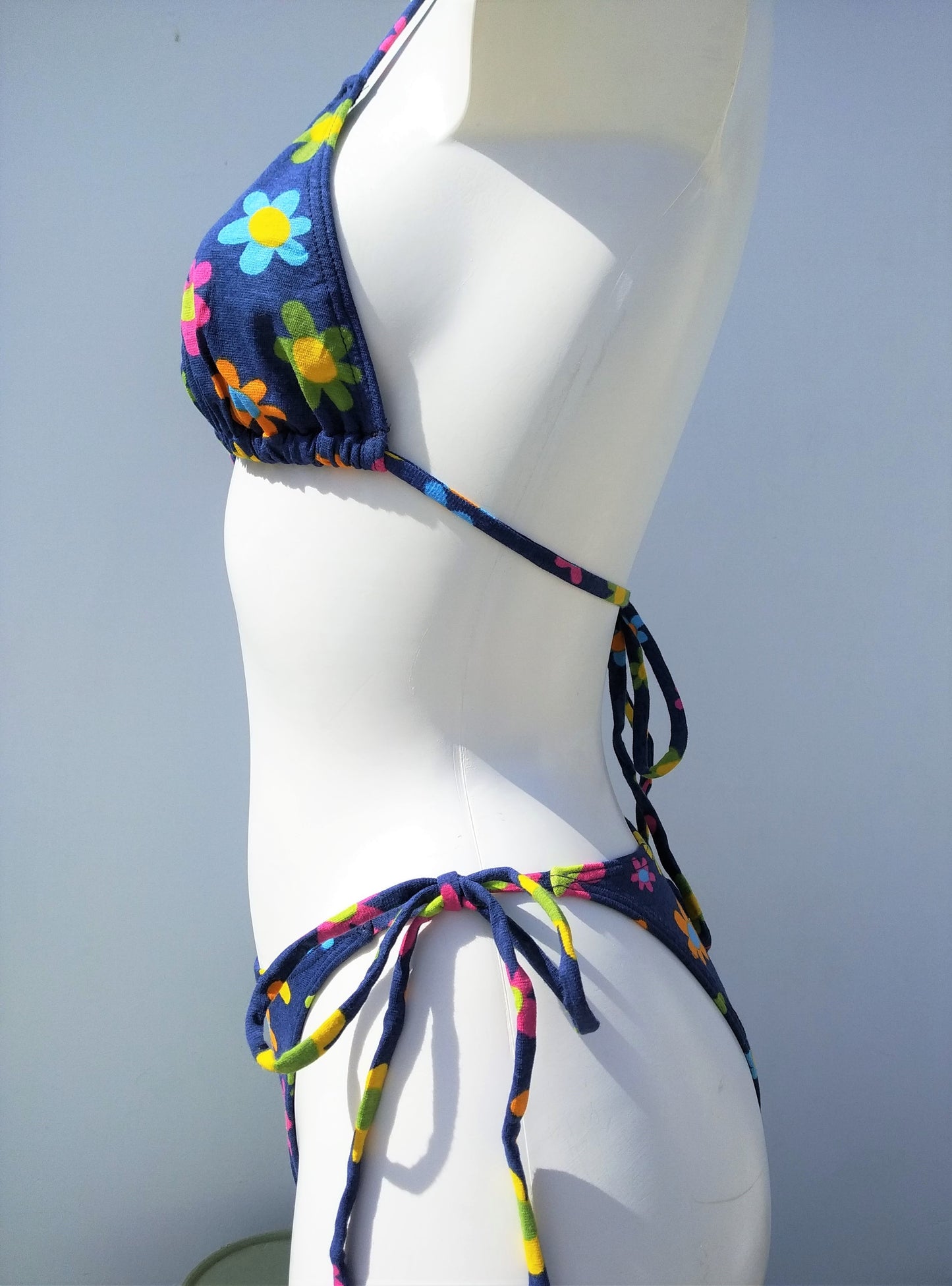 Triangle Bikini Floral Print, High-leg tie-side Bottoms