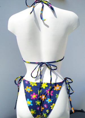 Triangle Bikini Floral Print, High-leg tie-side Bottoms