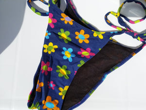 Triangle Bikini Floral Print, High-leg tie-side Bottoms