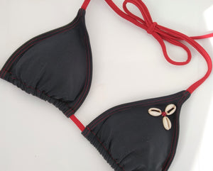 Black Triangular Bikini bra Seashell Decoration, is part of the mix and match "black + shell" collection. bikinn.com