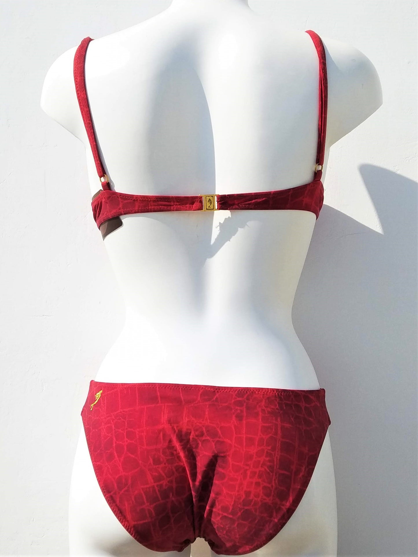 Back view of Red push-up bikini , Malibu beach. bikinn.com