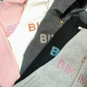 five different colors of the cotton Bling-bling Women Bomber Jacket, Casual Short Coat Zip Up. bikinn.com