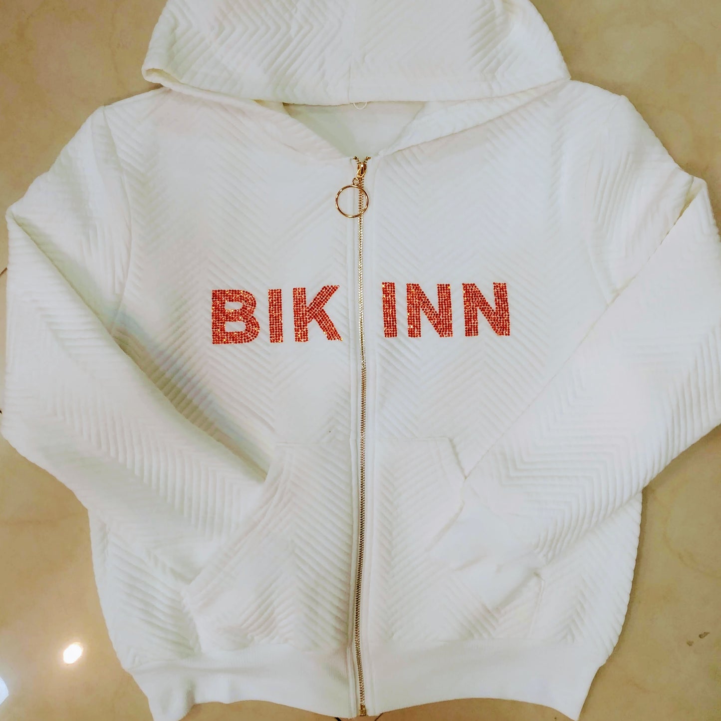 White Bling-bling Women Bomber Jacket, Casual Short Coat Zip Up. bikinn.com