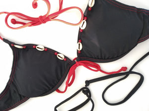 black bikini  underwired bra ,, with seashells decoration, mix and match collection