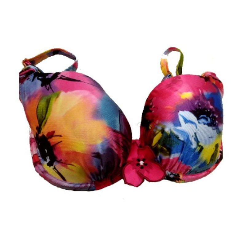 Bikini bra slightly padded deep cup bra for large sizes floral pattern, from the bikinn.com mix and match collection