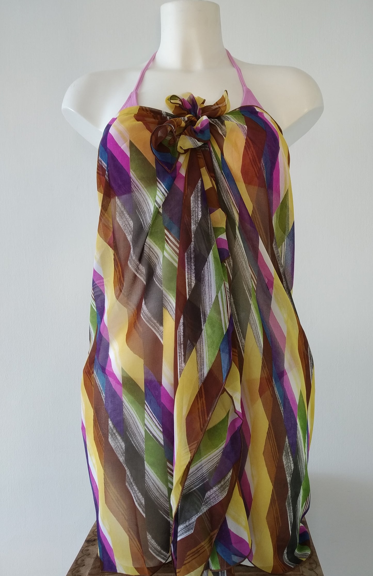 pareo skirt, multicolor pareo tie side, pareo chiffon, gideon oberzon,beach pareo sarong,wrap