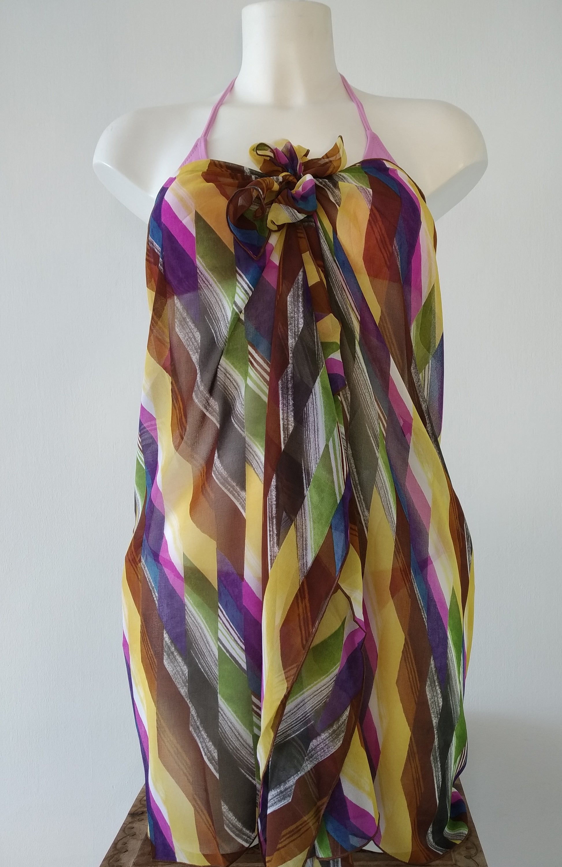 pareo skirt, multicolor pareo tie side, pareo chiffon, gideon oberzon,beach pareo sarong,wrap