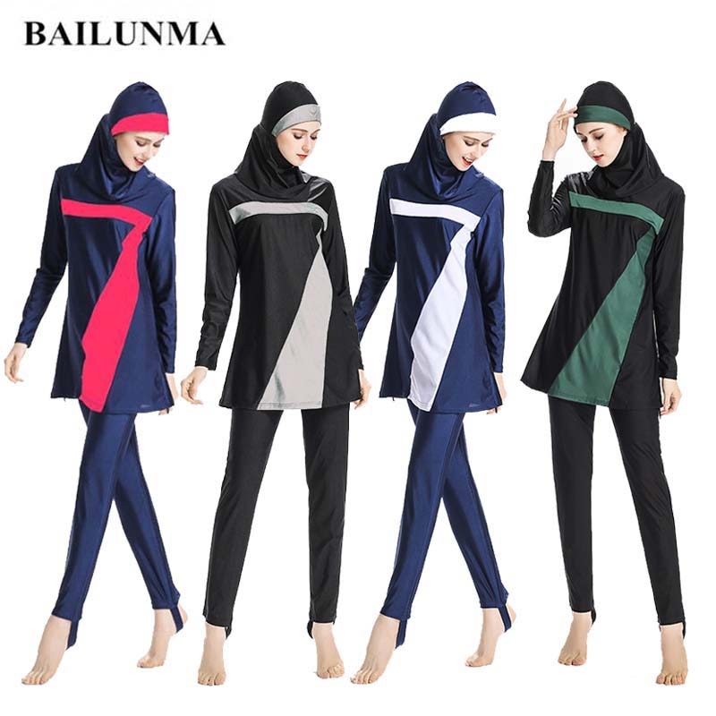 Full Coverage Swimsuit  overall Women Full Body Muslim Burkini Modest Swimwear