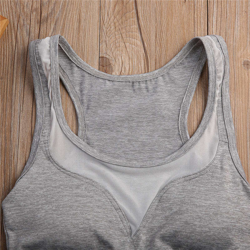 Gray aerobic bra mesh patchwork, yoga top. bikinn.com