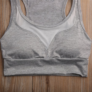 Gray  aerobic bra mesh patchwork, yoga top. bikinn.com