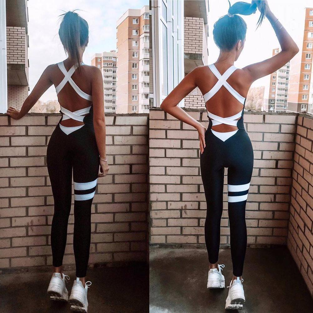 Women Jumpsuit Yoga Gym Sportswear One Piece  Fitness Women With Pad