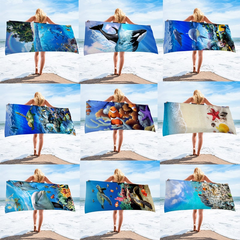 large printed microfiber beach towels, grandes serviettes de plage en microfibre imprimées, toallas de playa de microfibra . bikinn.com