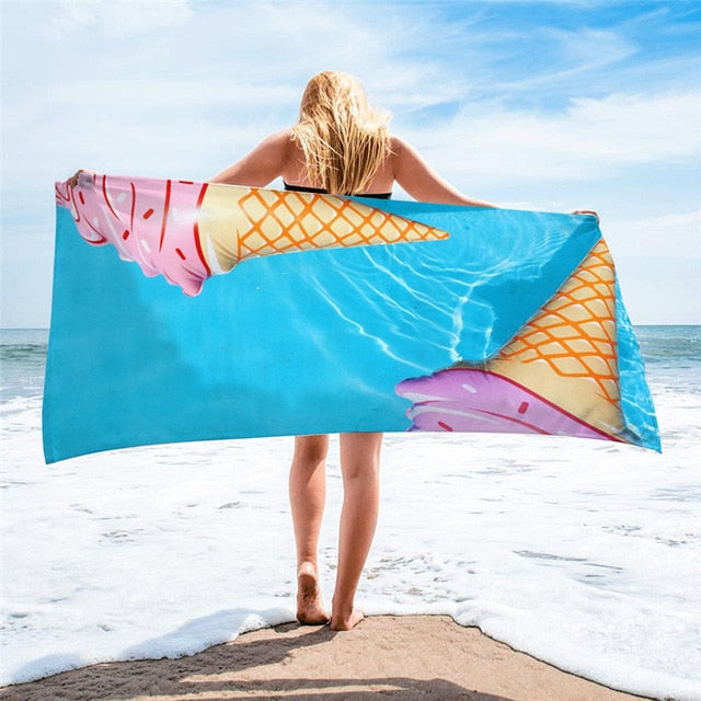 large printed microfiber beach towels, grandes serviettes de plage en microfibre imprimées, toallas de playa de microfibra . bikinn.com