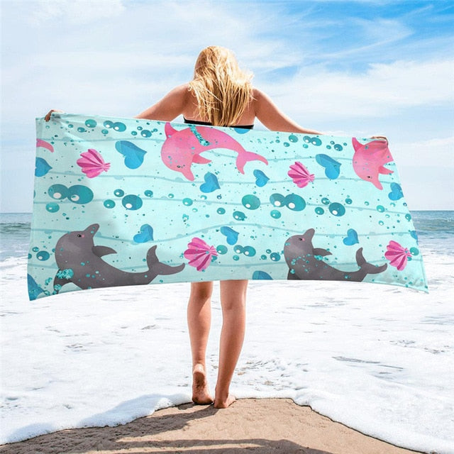 large printed microfiber beach towels, grandes serviettes de plage en microfibre imprimées, toallas de playa de microfibra . bikinn.com