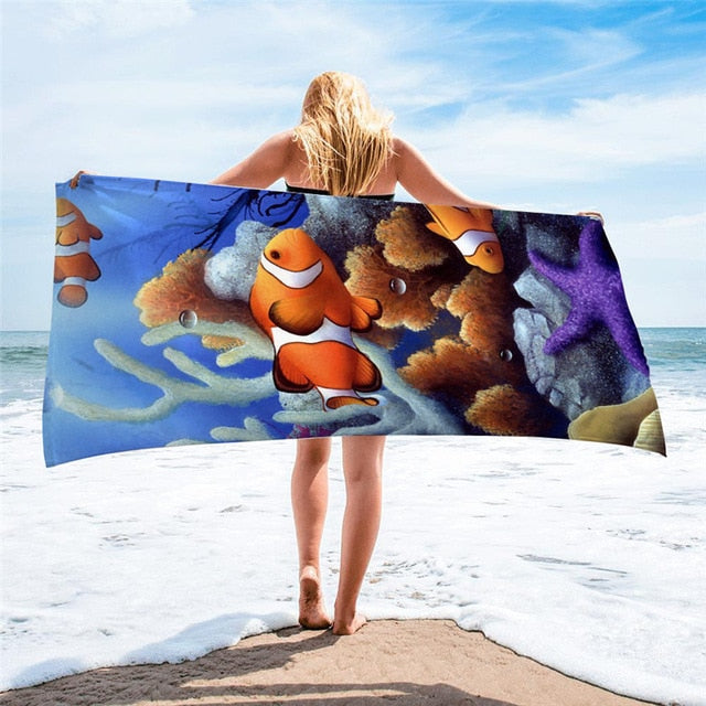 large printed microfiber beach towels, grandes serviettes de plage en microfibre imprimées, toallas de playa de microfibra . bikinn.com