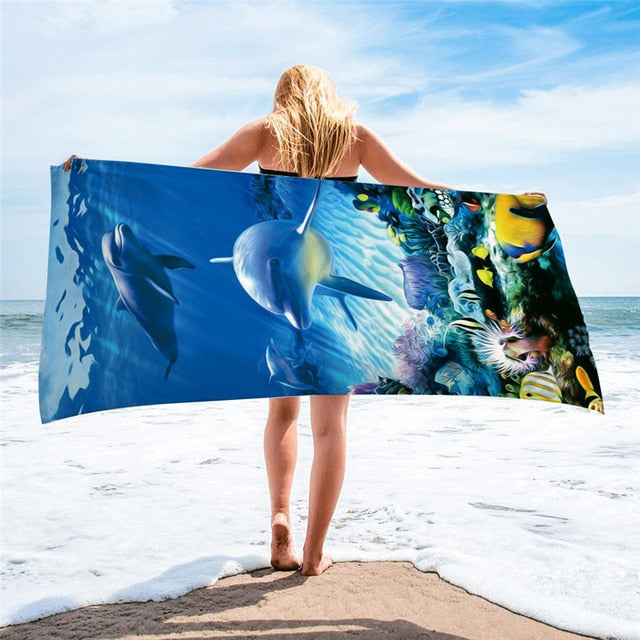 large printed microfiber beach towels, grandes serviettes de plage en microfibre imprimées, toallas de playa de microfibra . bikinn.com