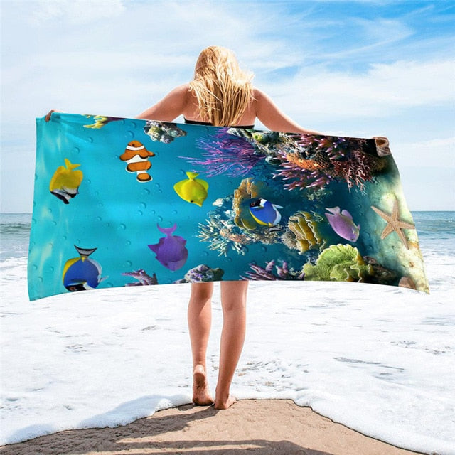 large printed microfiber beach towels, grandes serviettes de plage en microfibre imprimées, toallas de playa de microfibra . bikinn.com