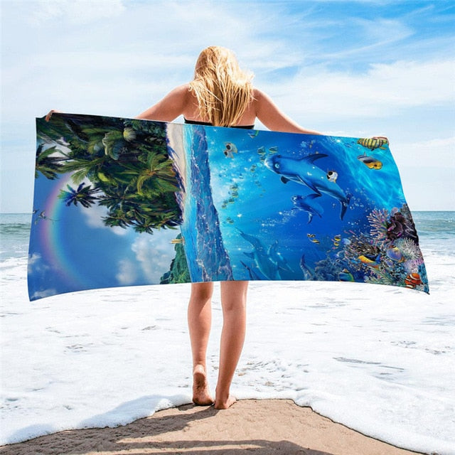 large printed microfiber beach towels, grandes serviettes de plage en microfibre imprimées, toallas de playa de microfibra . bikinn.com