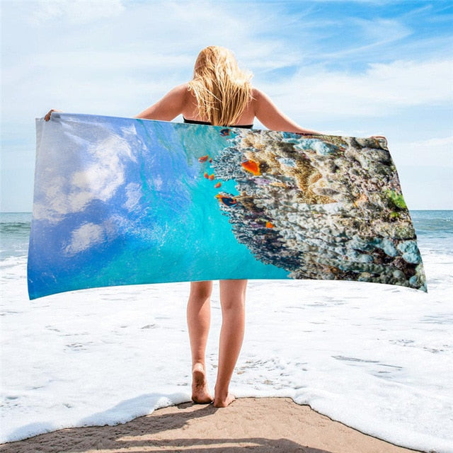 large printed microfiber beach towels, grandes serviettes de plage en microfibre imprimées, toallas de playa de microfibra . bikinn.com