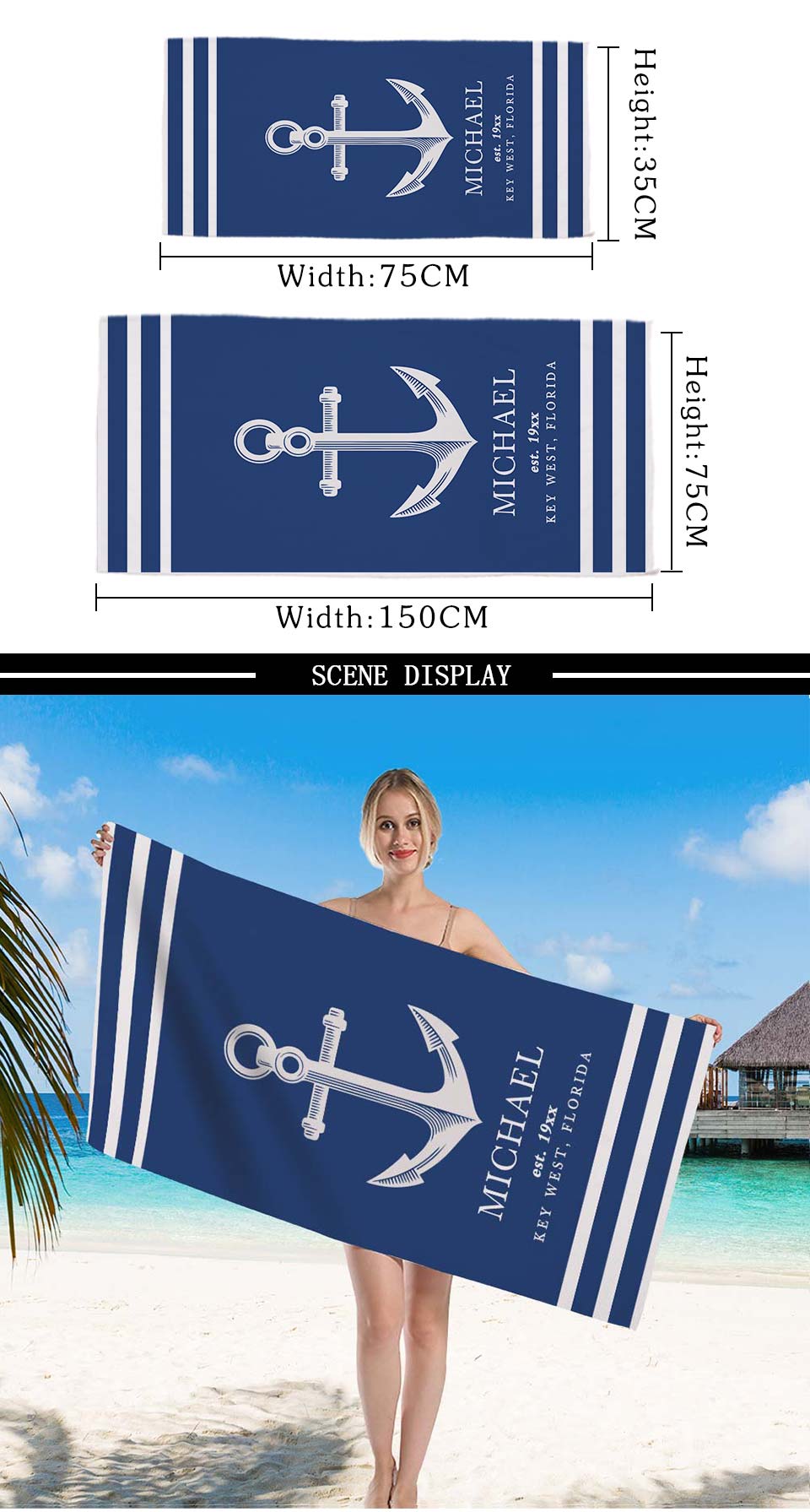 large printed microfiber beach towels, grandes serviettes de plage en microfibre imprimées, toallas de playa de microfibra . bikinn.com