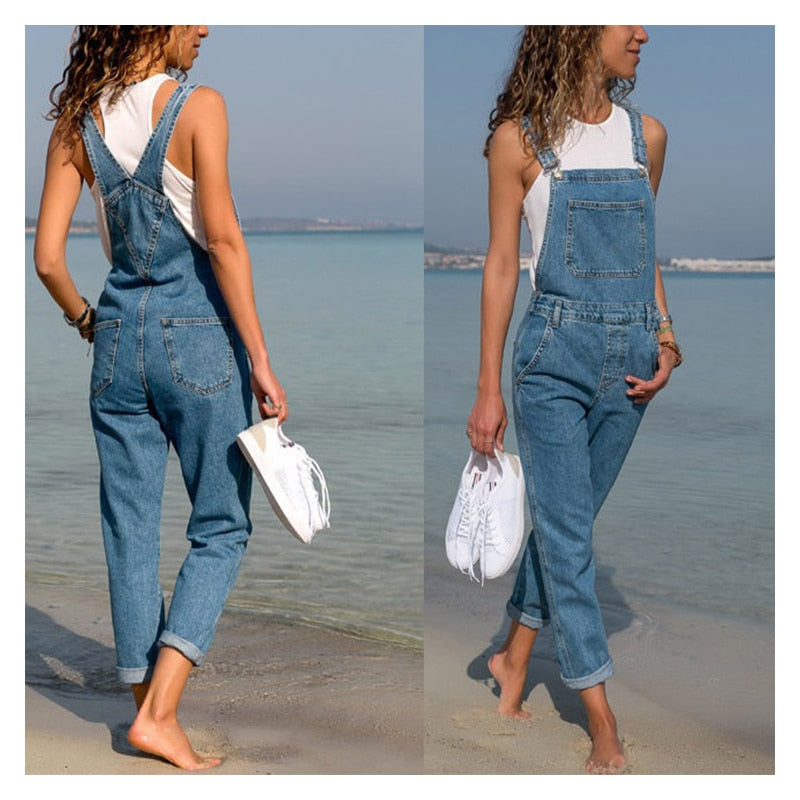 Women's Denim Overalls, overall jeans full length legs, adjustable-straps. bikinn.com