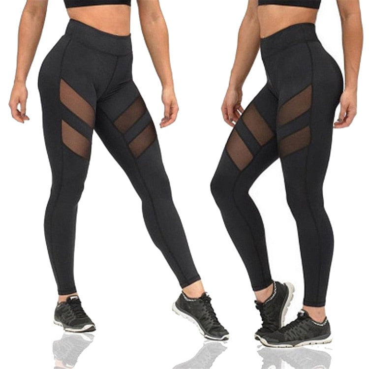 Women Leggings Mesh Patchwork Sport High Waist Yoga Pants