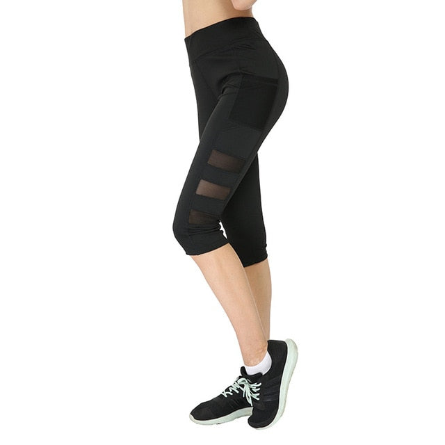 Women Leggings Mesh Patchwork Sport High Waist Yoga Pants