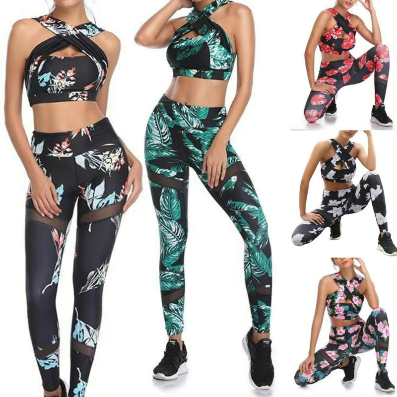 Women's Gym Sets Crop Top and Fitness Sport Leggings