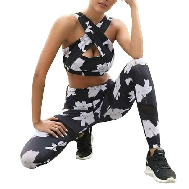 Women's Gym Sets Crop Top and Fitness Sport Leggings