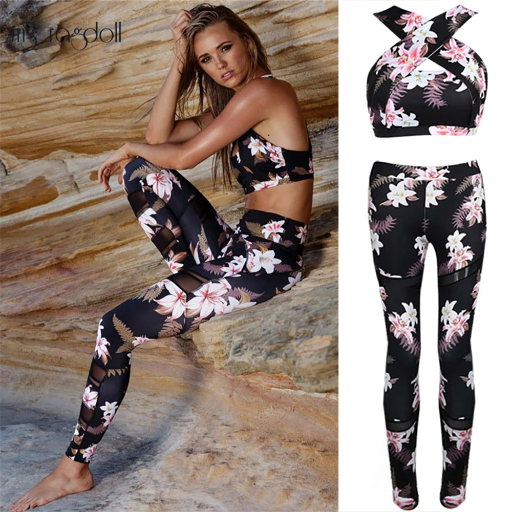 Women's Gym Sets Crop Top and Fitness Sport Leggings