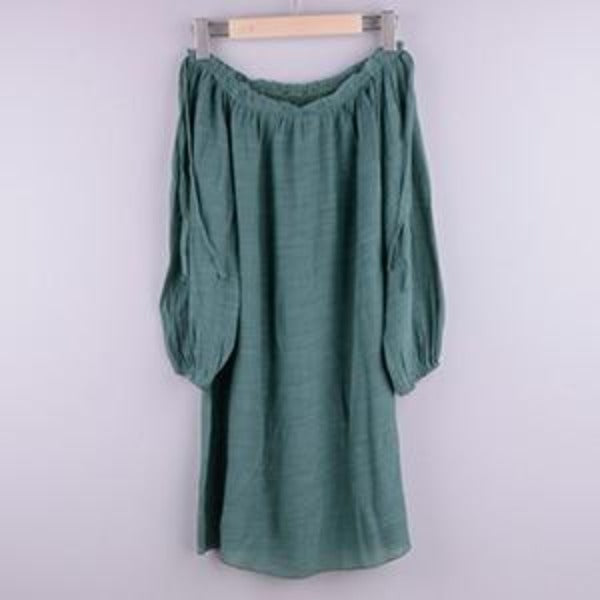 Women loose blouse oof-shoulder neckline, Lake green tunic beachwear . bikinn.com